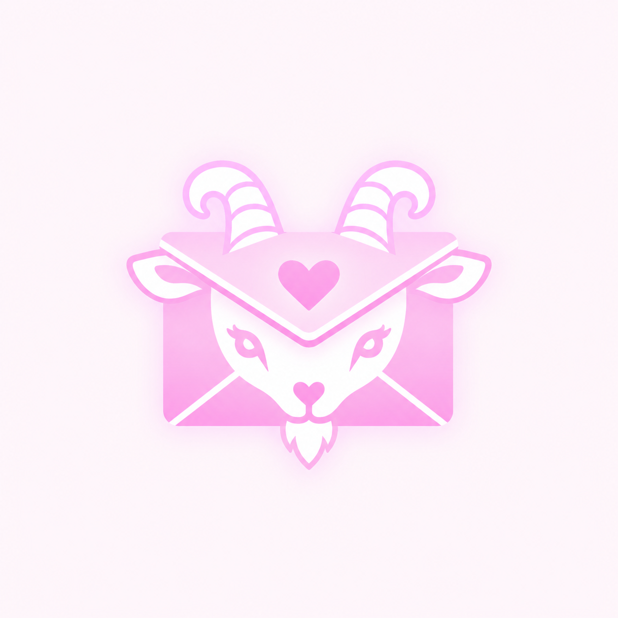 Pink EM1LY goat holding an envelope